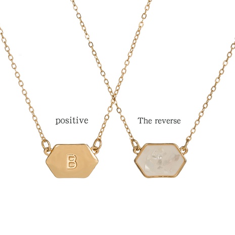 Personality Pure White Paint Shell Pendant Necklace Creative Simple Double-sided 26 English Letter Necklace's discount tags