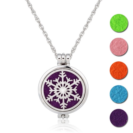 double-sided metal snowflake aroma diffuser pendant copper necklace long sweater chain  NHDB439870's discount tags