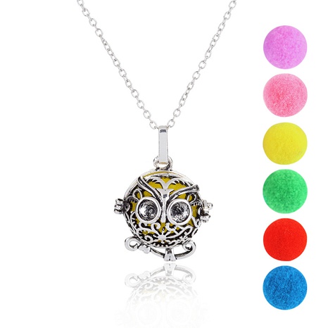 Retro Round Hollow Owl Aroma Diffuser Photo Box Pendant Copper Necklace NHDB439878's discount tags