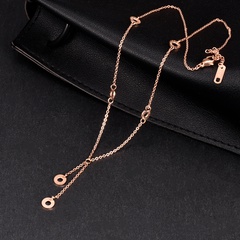 simple retro multi-circle Roman character necklace titanium steel clavicle necklace pendant