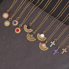 new sun flower cross pendant female fashion simple clavicle chain retro necklace