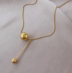 wholesale golden ball titanium steel necklace fashion clavicle chain pendant