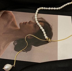 Minimalistische Süßwasserperlen Stretch Titanstahl Halskette Einfache Halskette Neue Schlüsselbeinkette