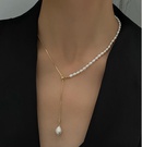 Minimalist Freshwater Pearl Stretch titanium steel Necklace Simple Necklace New Clavicle Chainpicture14