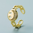 fashion copperplated 18K gold microinlaid zircon star and moon smiley face ringpicture11