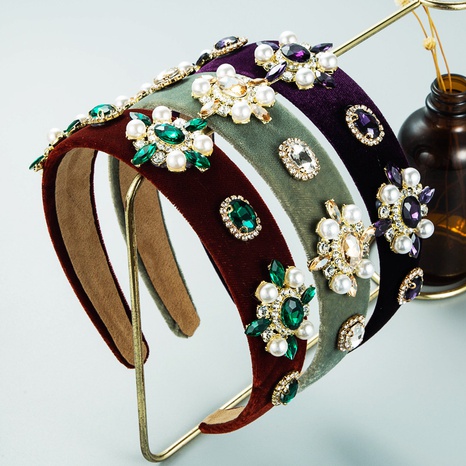 Accesorios de aleación de flores de moda diadema de perlas de diamantes personalidad temperamento accesorios para el cabello de estilo barroco's discount tags