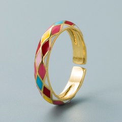 European and American copper gilded rainbow series dripping geometric cross ring