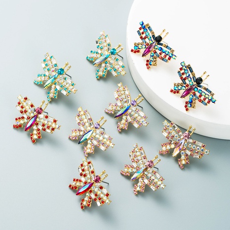 retro alloy diamond glass diamond rhinestone butterfly earrings's discount tags