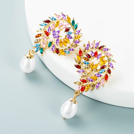 Baroque Alloy Diamond Color Rhinestone Imitation Pearl Earrings European and American Earrings's discount tags