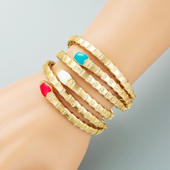 exaggerated retro color dripping oil snake-shaped copper-plated real gold micro-inlaid zircon open bracelet