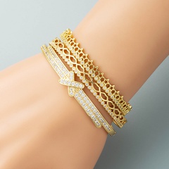 fashion hollow lips five-pointed star open bracelet copper plated real gold zircon letter bracelet
