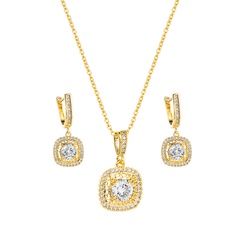 fashion shiny zircon pendant necklace earrings set simple clavicle chain accessories