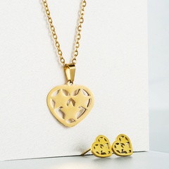 Titanium steel jewelry fashion hollow heart star pendant necklace earrings set