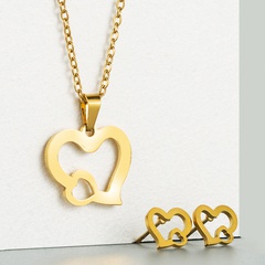 Titanium steel jewelry fashion hollow double layer love scissors necklace earrings set