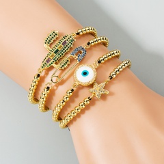 Tendance de la mode européenne et américaine bracelet mauvais œil bracelet simple chaîne de zircon incrusté de cuivre plaqué or