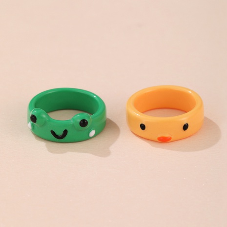 European and American cross-border new personality cartoon frog ring fashion cute frog resin ring's discount tags