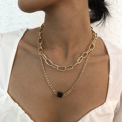 double clavicle chain female exaggerated punk hip-hop chain necklace alloy resin personality necklace