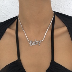Mode Einfache Halskette Nachahmung Perle Klaue Kette Halskette Baby Brief Geometrische Halskette