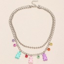 Korean cute colorful bear necklace DIY personality round bead clavicle chainpicture10