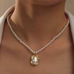 European and American jewelry pearl necklace irregular metal necklace female