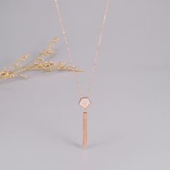 Korea's new fashion tassel pentagonal rose gold necklace titanium steel clavicle chain