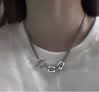 titanium steel OT buckle necklace titanium steel splicing elements short clavicle chainpicture7