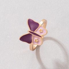 Korean version of 2021 new simple drop oil butterfly single ring