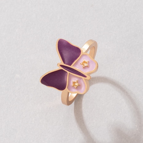 Korean version of 2021 new simple drop oil butterfly single ring's discount tags