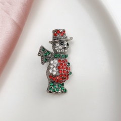 Alloy material plating color inlaid with colored Czech diamonds small snowman shape brooch