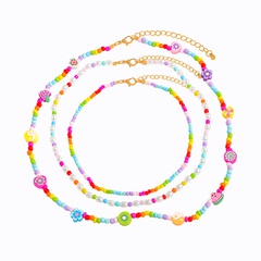 colored clay fruit necklace colored bead neck chain multi-layered