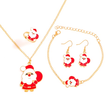 Weihnachtsdekoration Halskette Kreative Cartoon Elch Bell Weihnachtsmann Armband Ohrring Set's discount tags