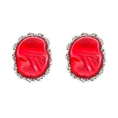 Korean candy color resin earrings Irregular geometric baroque style folds gemstone earrings