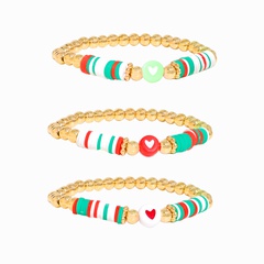 Bracelet en argile souple de couleur de Noël de mode CCB bracelet élastique en corde de perles dorées en gros