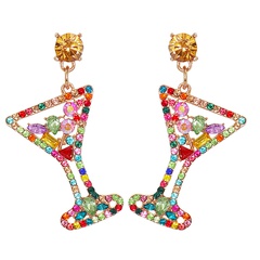 fashion alloy diamond wine bottle earrings color earrings hollow shape earrings