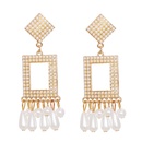 new European and American personality geometric square diamond earrings pearl tassel earringspicture14