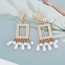 new European and American personality geometric square diamond earrings pearl tassel earringspicture17