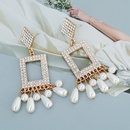 new European and American personality geometric square diamond earrings pearl tassel earringspicture16