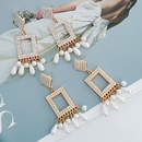 new European and American personality geometric square diamond earrings pearl tassel earringspicture15