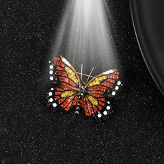 Alloy material electric degree real gold inlaid colorful Czech diamond butterfly brooch