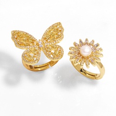 European and American light luxury temperament zircon butterfly ring niche ring