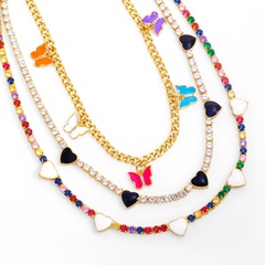 color zircon necklace fashion retro color diamond collar copper necklace
