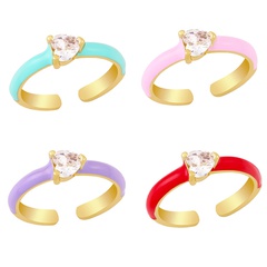 European and American new peach heart zircon ring fashion niche design sense dripping oil ring