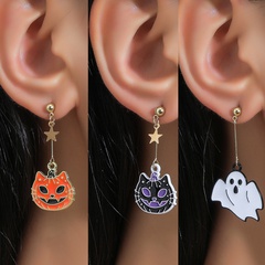 Halloween Series Personality Horror Earrings Funny Cartoon Oil Dropping Ghost Pumpkin Earrings