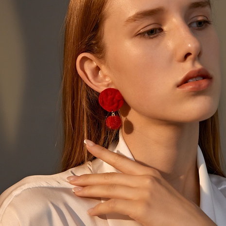 autumn and winter fur ball earrings cross-border new velvet round geometric earrings's discount tags
