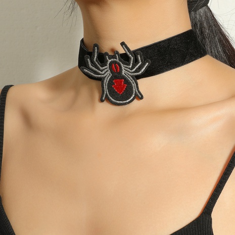 exaggerated velvet black spider necklace gothic choker collar autumn and winter's discount tags