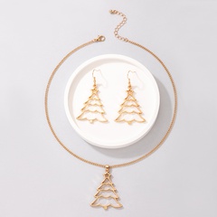 European and American cross-border new jewelry golden Christmas tree necklace and earrings set