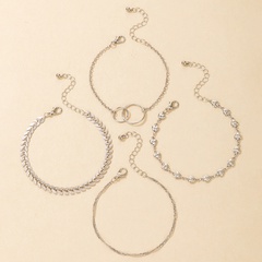 new jewelry silver peach heart geometric bracelet four-piece set