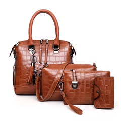 2021 new PU mother-and-child bag four-piece suit embossed crocodile pattern solid color single shoulder handbag