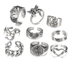 cross-border new creative simple fashion temperament jewelry solitaire gossip butterfly ring 9 sets
