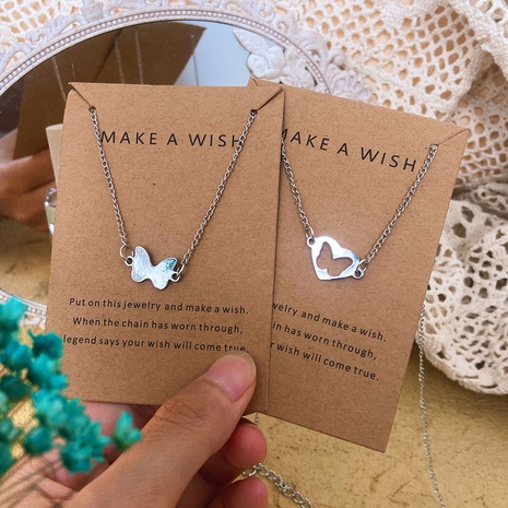 simple fashionable stainless steel hollow butterfly necklace 2-piece set NHYI440820's discount tags